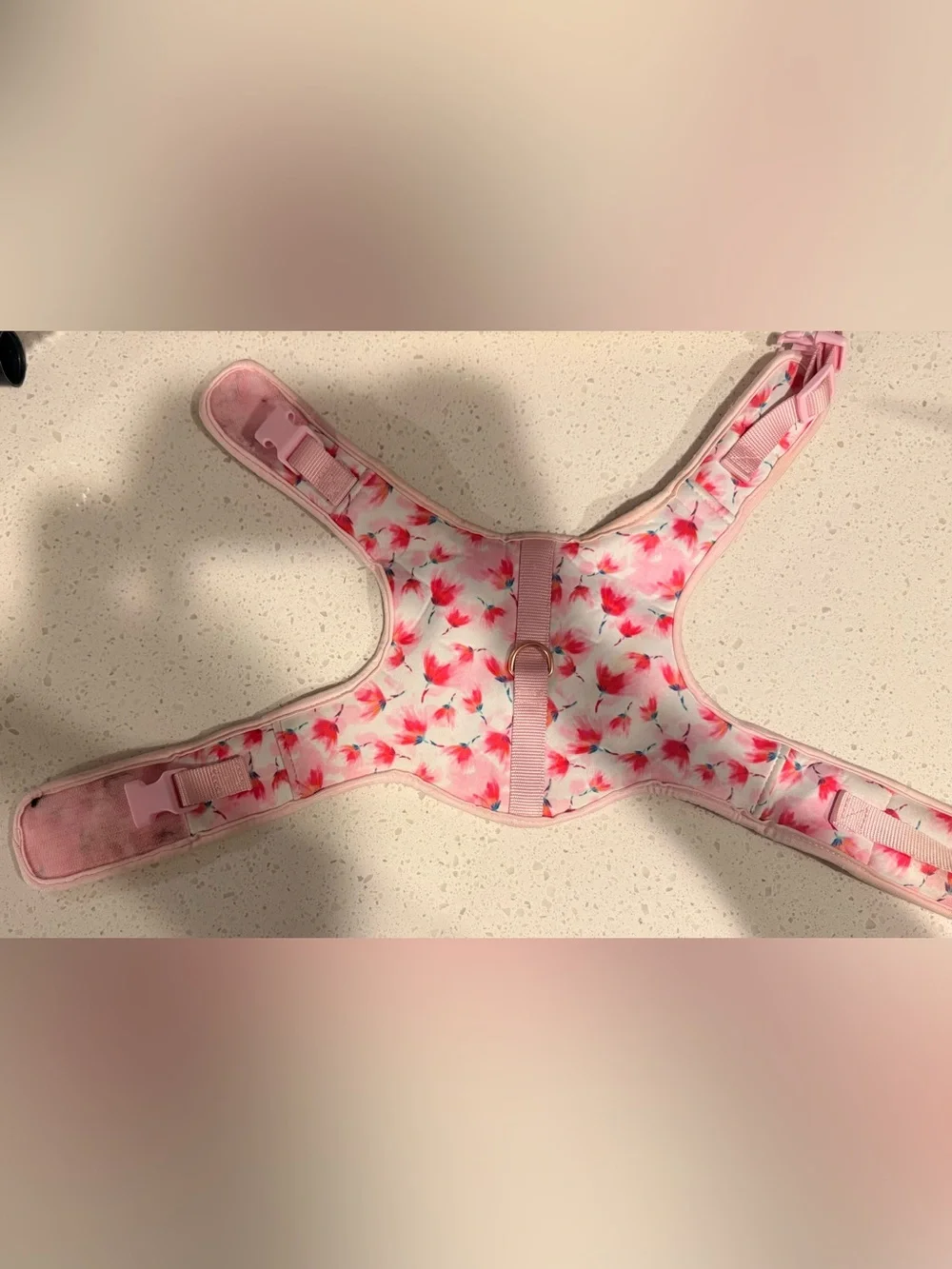 Top Paw Medium Pink Floral Dog Harness Adjustable Mesh Walking Harness
